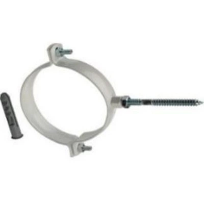 ROMMER RCA-6010-000003 Крепление к стене D100 белое RAL металлическое ( хомут) ROMMER RCA-6010-000003 Крепление к стене D100 белое RAL металлическое ( хомут)
