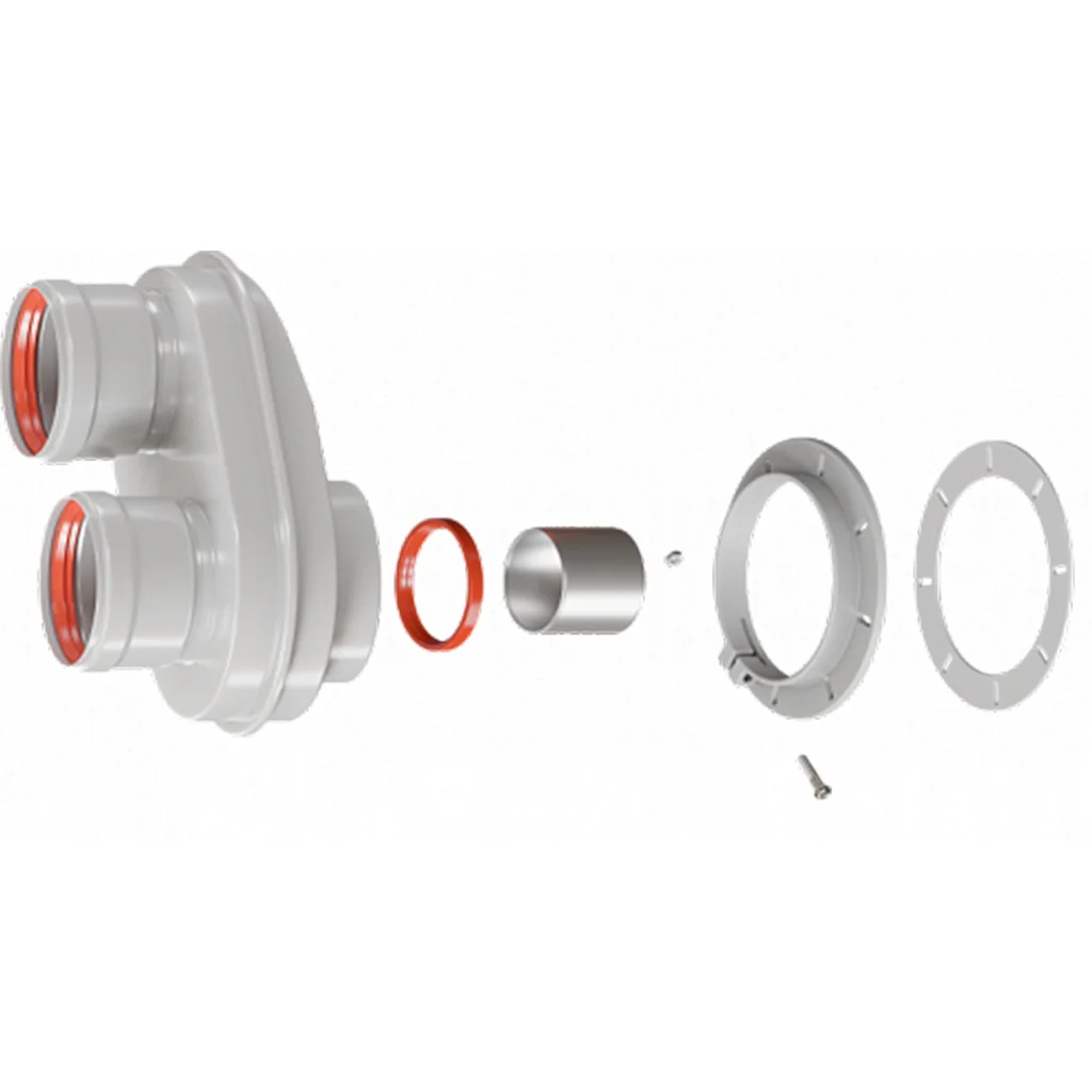 ROMMER RCA-8080-240002 Адаптер моноблочный для перехода на двухтрубную систему 80/80 (Ferroli, Bosch, Buderus, Navien S/C/E, Baxi ECO Nova/Classic,   Baltur, Fondital  ) в комплекте фланец 