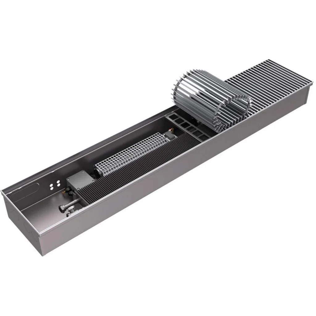 ROMMER RCQF-1000-0826120 ROMMER Конвектор внутрипольный RCQ 80.260.1200 24V с модулем F (Решётка роликовая, анодированный алюминий)