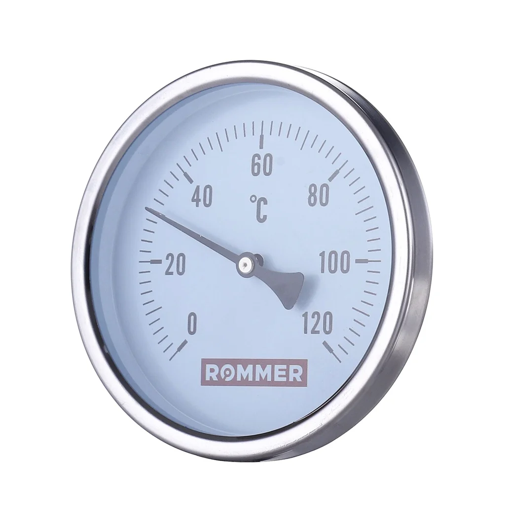 RIM-0004-630015 Термометр ROMMER биметаллический накладной с пружиной. Корпус Dn 63 мм, 0...120°С, 1 -2