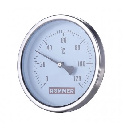 RIM-0004-630015 Термометр ROMMER биметаллический накладной с пружиной. Корпус Dn 63 мм, 0...120°С, 1 -2