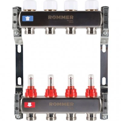 ROMMER RMS-1200-000004 ROMMER Коллектор из нержавеющей стали с расходомерами 4 вых. ROMMER RMS-1200-000004 ROMMER Коллектор из нержавеющей стали с расходомерами 4 вых.