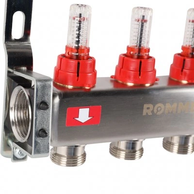 ROMMER RMS-1200-000004 ROMMER Коллектор из нержавеющей стали с расходомерами 4 вых. ROMMER RMS-1200-000004 ROMMER Коллектор из нержавеющей стали с расходомерами 4 вых.