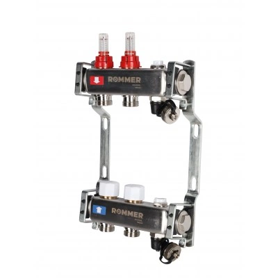 ROMMER RMS-1201-000002 ROMMER Коллектор из нержавеющей стали с расходомерами, с клапаном вып. воздуха и сливом 2 вых. ROMMER RMS-1201-000002 ROMMER Коллектор из нержавеющей стали с расходомерами, с клапаном вып. воздуха и сливом 2 вых.