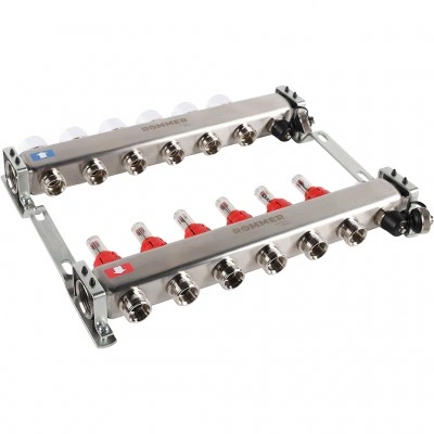ROMMER RMS-1201-000006 ROMMER Коллектор из нержавеющей стали с расходомерами, с клапаном вып. воздуха и сливом 6 вых. ROMMER RMS-1201-000006 ROMMER Коллектор из нержавеющей стали с расходомерами, с клапаном вып. воздуха и сливом 6 вых.