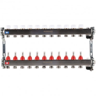 ROMMER RMS-1201-000011 ROMMER Коллектор из нержавеющей стали с расходомерами, с клапаном вып. воздуха и сливом 11 вых. ROMMER RMS-1201-000011 ROMMER Коллектор из нержавеющей стали с расходомерами, с клапаном вып. воздуха и сливом 11 вых.