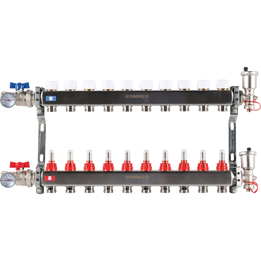 ROMMER RMS-1210-000010 ROMMER Коллектор из нержавеющей стали в сборе с расходомерами 10 вых. ROMMER RMS-1210-000010 ROMMER Коллектор из нержавеющей стали в сборе с расходомерами 10 вых.