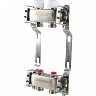 ROMMER RMS-3200-000002 ROMMER Коллектор из нержавеющей стали без расходомеров 2 вых. ROMMER RMS-3200-000002 ROMMER Коллектор из нержавеющей стали без расходомеров 2 вых.