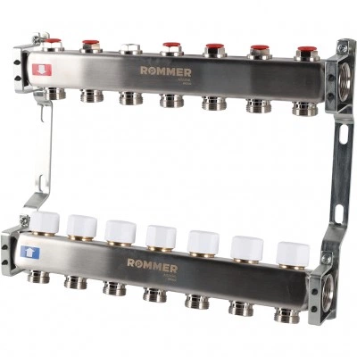 ROMMER RMS-3200-000007 ROMMER Коллектор из нержавеющей стали без расходомеров 7 вых. ROMMER RMS-3200-000007 ROMMER Коллектор из нержавеющей стали без расходомеров 7 вых.