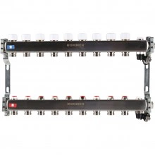 ROMMER RMS-3201-000009 ROMMER Коллектор из нержавеющей стали без расходомеров, с клапаном вып. воздуха и сливом 9 вых.