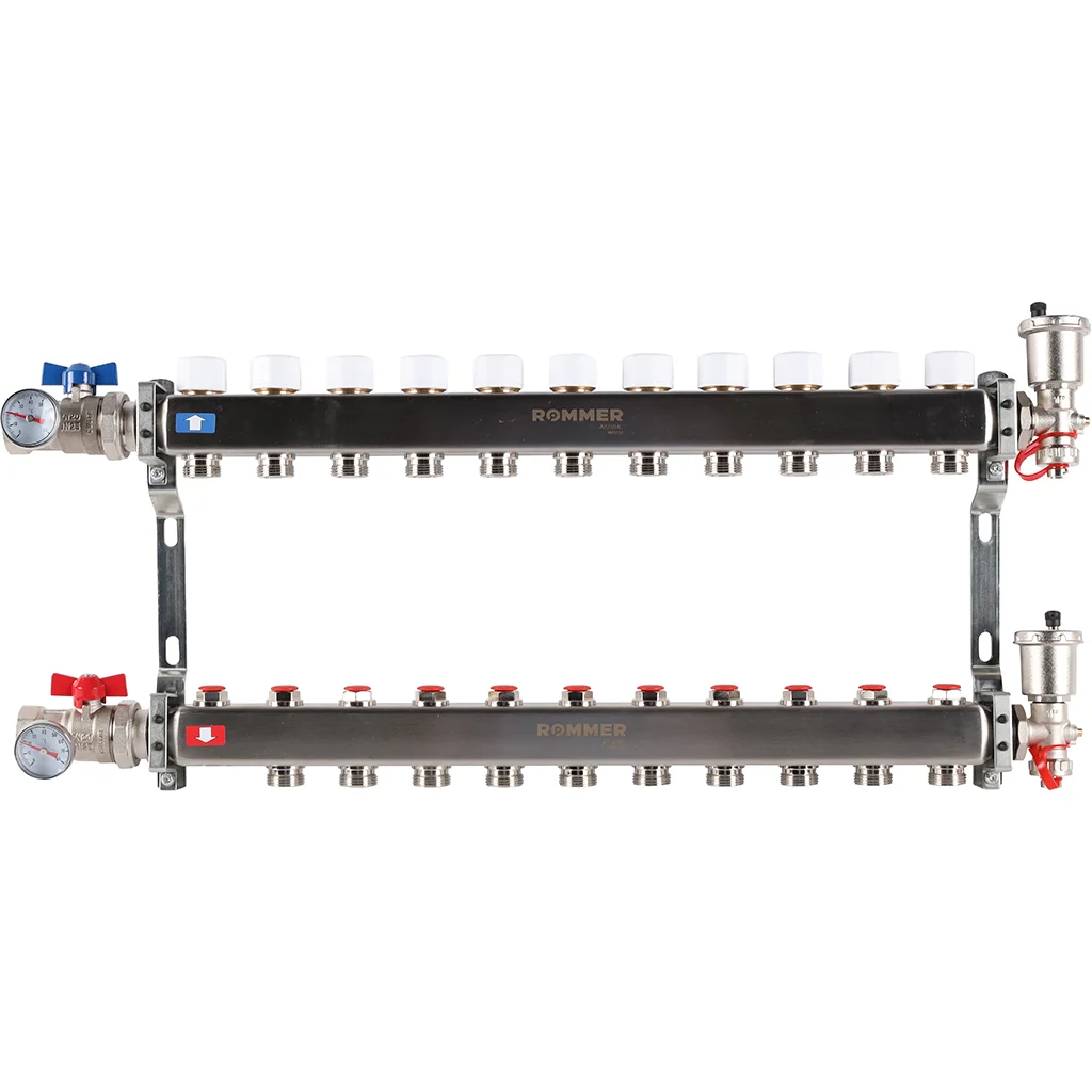 ROMMER RMS-3210-000011 ROMMER Коллектор из нержавеющей стали в сборе без расходомеров 11 вых. ROMMER RMS-3210-000011 ROMMER Коллектор из нержавеющей стали в сборе без расходомеров 11 вых.