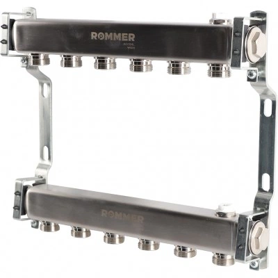 ROMMER RMS-4401-000006 ROMMER Коллектор из нержавеющей стали для радиаторной разводки 6 вых. ROMMER RMS-4401-000006 ROMMER Коллектор из нержавеющей стали для радиаторной разводки 6 вых.