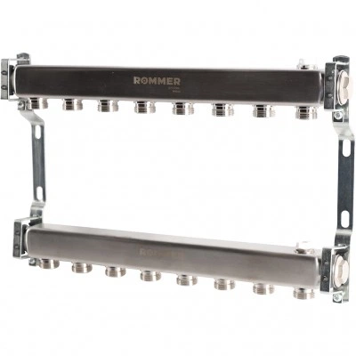 ROMMER RMS-4401-000008 ROMMER Коллектор из нержавеющей стали для радиаторной разводки 8 вых. ROMMER RMS-4401-000008 ROMMER Коллектор из нержавеющей стали для радиаторной разводки 8 вых.