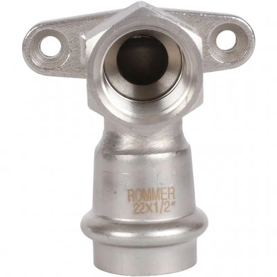 ROMMER RSS-0011-002212 ROMMER Угольник настенный с креплением-ВР, 22х1/2, из нержавеющей стали прессовой ROMMER RSS-0011-002212 ROMMER Угольник настенный с креплением-ВР, 22х1/2, из нержавеющей стали прессовой