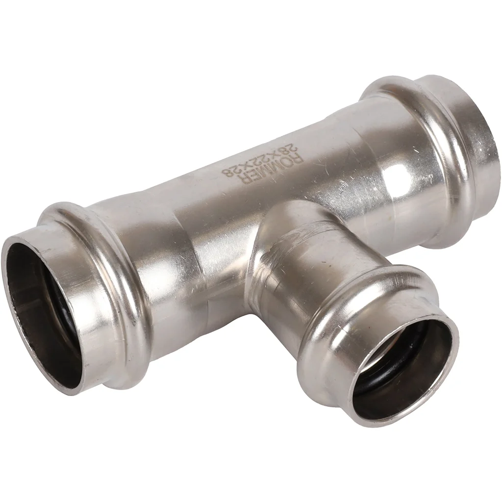 ROMMER RSS-0014-282228 Тройник переходной, 28х22х28, из нержавеющей стали прессовой ROMMER RSS-0014-282228 Тройник переходной, 28х22х28, из нержавеющей стали прессовой