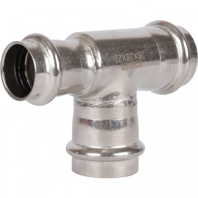 ROMMER RSS-0014-282822 Тройник переходной, 28х28х22, из нержавеющей стали прессовой ROMMER RSS-0014-282822 Тройник переходной, 28х28х22, из нержавеющей стали прессовой