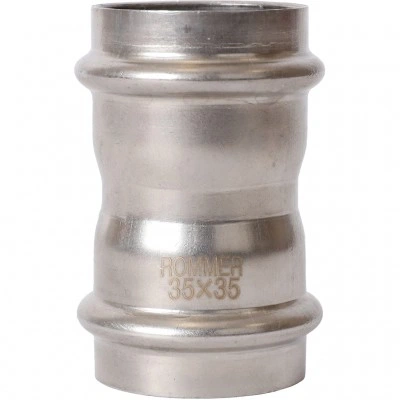 ROMMER RSS-0017-000035 Муфта равнопроходная, 35, из нержавеющей стали прессовой ROMMER RSS-0017-000035 Муфта равнопроходная, 35, из нержавеющей стали прессовой