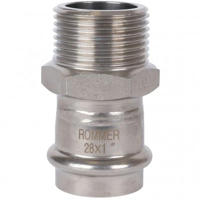 ROMMER RSS-0021-000281 ROMMER Переходник-НР, 28х1, из нержавеющей стали прессовой ROMMER RSS-0021-000281 ROMMER Переходник-НР, 28х1, из нержавеющей стали прессовой