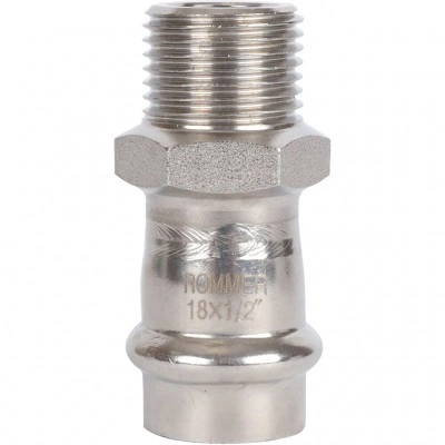 ROMMER RSS-0021-001812 ROMMER Переходник-НР, 18х1/2, из нержавеющей стали прессовой ROMMER RSS-0021-001812 ROMMER Переходник-НР, 18х1/2, из нержавеющей стали прессовой