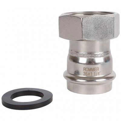 ROMMER RSS-0026-035114 ROMMER Переходник с накидной гайкой-ВР, 35х1 1/4, из нержавеющей стали прессовой ROMMER RSS-0026-035114 ROMMER Переходник с накидной гайкой-ВР, 35х1 1/4, из нержавеющей стали прессовой