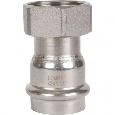ROMMER RSS-0026-042112 ROMMER Переходник с накидной гайкой-ВР, 42х1 1/2, из нержавеющей стали прессовой ROMMER RSS-0026-042112 ROMMER Переходник с накидной гайкой-ВР, 42х1 1/2, из нержавеющей стали прессовой