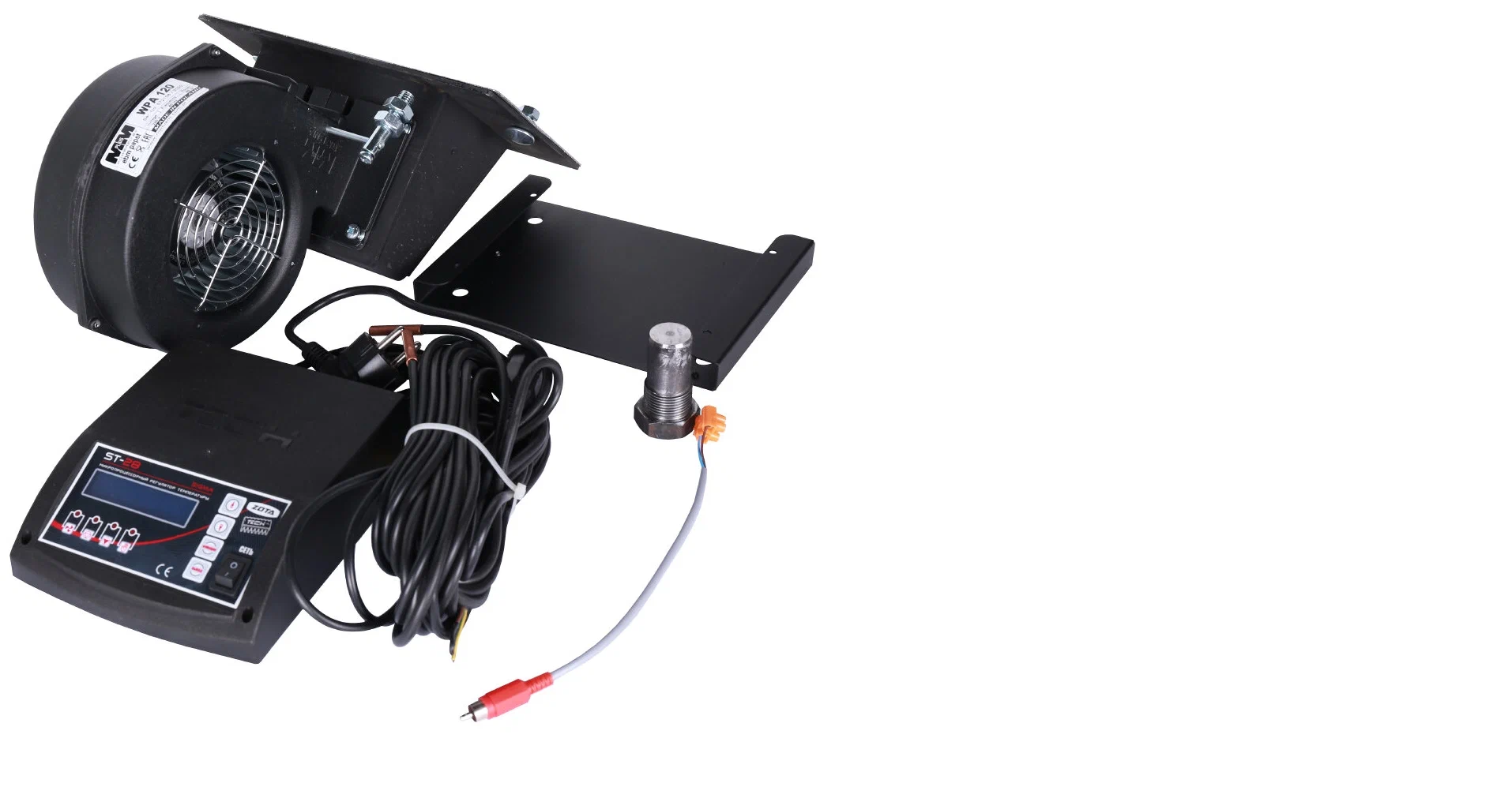 Комплект автоматики Вентилятор-Контроллер-Адаптер ROMMER дл твердотопливных котлов